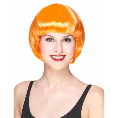 Neon Turuncu Renk Açık Turuncu Küt Parti Peruğu