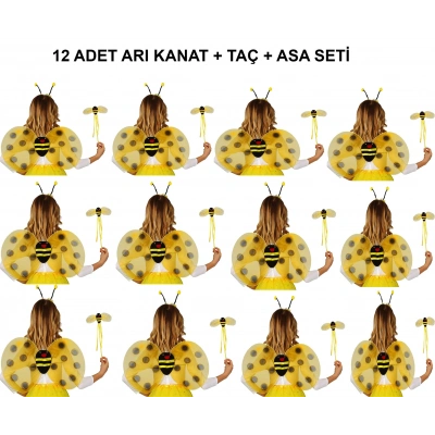 Okul Gösterileri İçin Arı Seti 12 Adet - Taç, Kanat, Asa