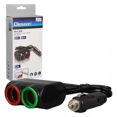 Olesson 1631 12-24v Tek Usb Girişli 120w 80cm Kablolu 2lı Araç Çakmak Çoklayıcı