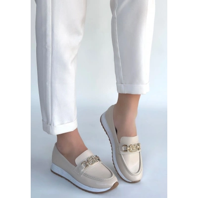 Otra Bej Cilt Babet Ayakkabı