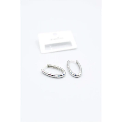 Oval Taşlı Küpe - Gümüş