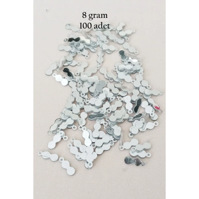 Oya Abiye Bileklik Kolye Pleksi Metalik Plastik Pul Gümüş Renk 8 gram 100 adet - BNC508