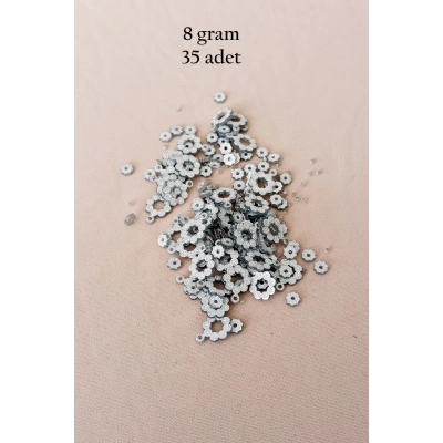 Oya Abiye Bileklik Kolye Pleksi Metalik Plastik Pul Gümüş Renk 8 gram 35 adet - BNC501