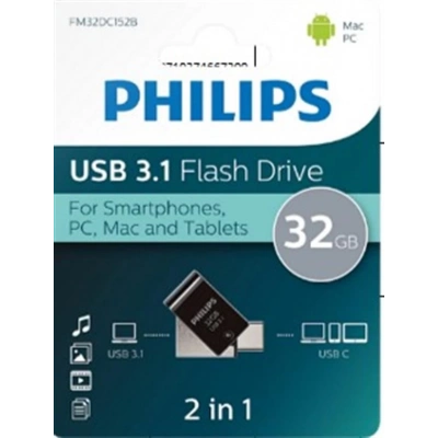 Philips Fm32dc152b/00 32gb 2 In 1 Type-c/usb 3.1 Siyah Gri Usb Bellek