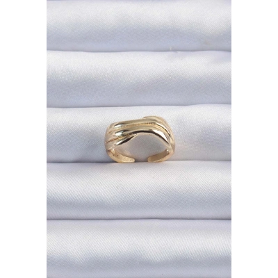 Pirinç Altın Renk Kıvrımlı Ayarlanabilir Yüzük