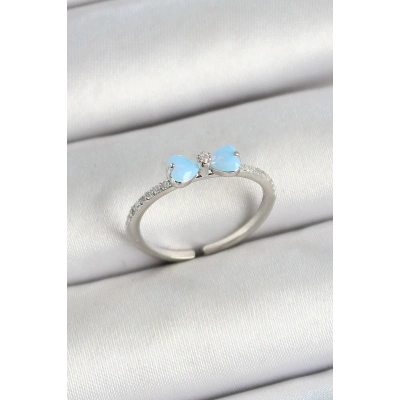 Pirinç Fiyonk Figürlü Zirkon Taşlı Gümüş Renk Ayarlanabilir Kadın Yüzük