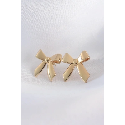 Pirinç Gold Renk Düz Plaka Fiyonk Küpe