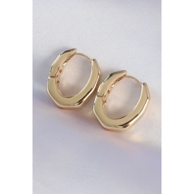 Pirinç Gold Renk Kalın Kemik Model Küpe