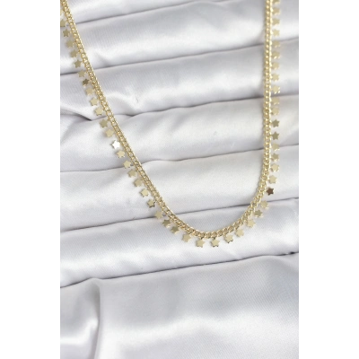 Pirinç Gold Renk Sıralı Yıldız Kadın Kolye