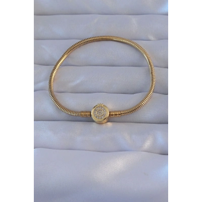 Pirinç Gold Renk Zirkon Taşlı Charm Bileklik