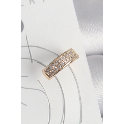 Pirinç Gold Renk Zirkon Taşlı Kadın Kıkırdak Küpe