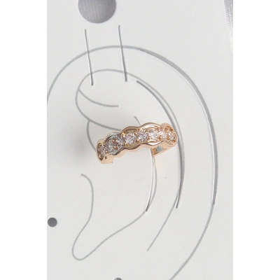 Pirinç Gold Renk Zirkon Taşlı Kadın Kıkırdak Küpe