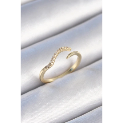 Pirinç Gold Renk Zirkon Taşlı Kadın Yüzük