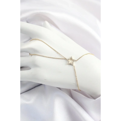 Pirinç Gold Renk Zirkon Taşlı Yıldız Model Şahmeran