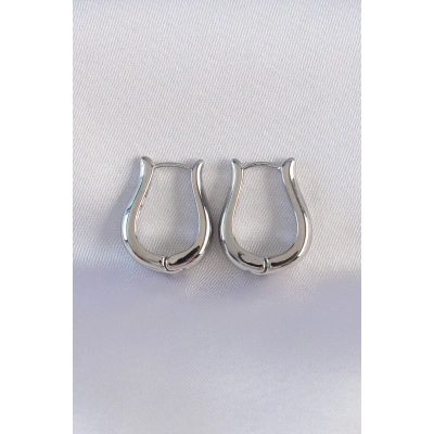 Pirinç Gümüş Renk İçi Boş Gül Küpe