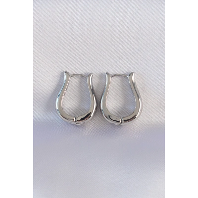 Pirinç Gümüş Renk İçi Boş Gül Küpe