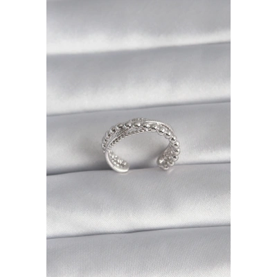 Pirinç Gümüş Renk Kadın Yüzük