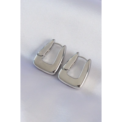 Pirinç Gümüş Renk Kalın Küpe