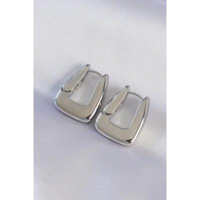 Pirinç Gümüş Renk Kalın Küpe