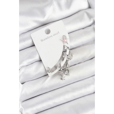 Pirinç Gümüş Renk Set Küpe