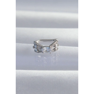 Pirinç Gümüş Renk Zirkon Taş Kaplama Earcuff Küpe