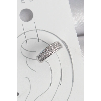 Pirinç Gümüş Renk Zirkon Taşlı Kıkırdak Model Kadın Küpe