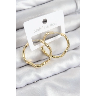 Pirinç Halka Model Gold Renk Kadın Küpe