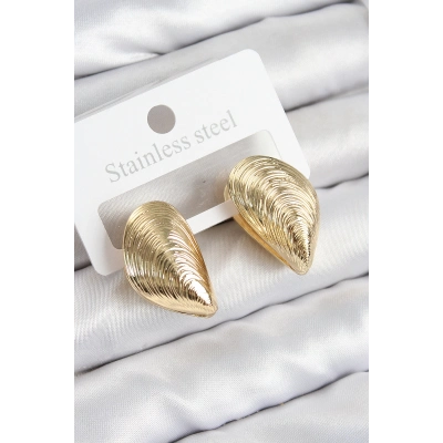 Pirinç İstiridye Model Gold Renk Kadın Küpe