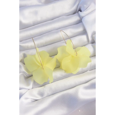 Pirinç Sarı Renkli Flora Küpe