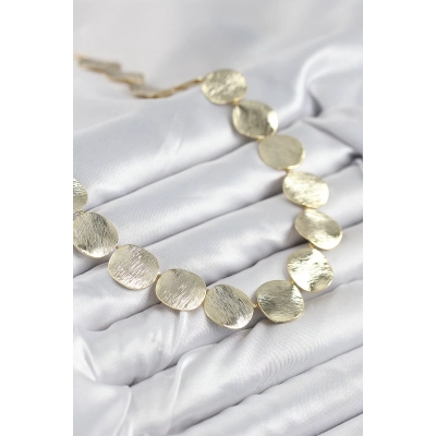 Pirinç Sıralı Para Model Gold Renk Kadın Kolye