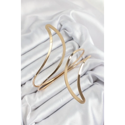 Pirinç Soyut Alev Desenli Gold Renk Kadın Pazu Bileklik