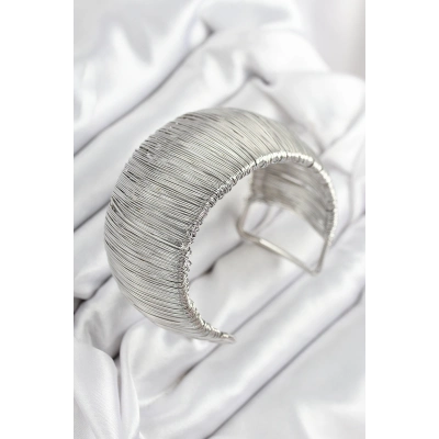 Pirinç Tel Sarma Model Gümüş Renk Kadın Bileklilk
