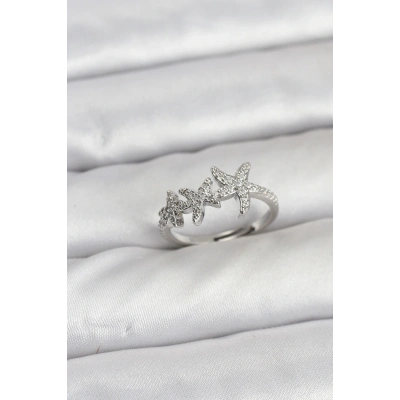 Pirinç Yıldız Model Gümüş Renk Kadın Yüzük