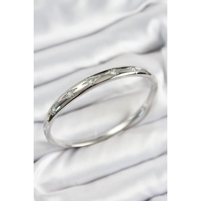 Pirinç Zirkon Taşlı Kutup Yıldızı Model Gümüş Renk Kadın Kelepçe