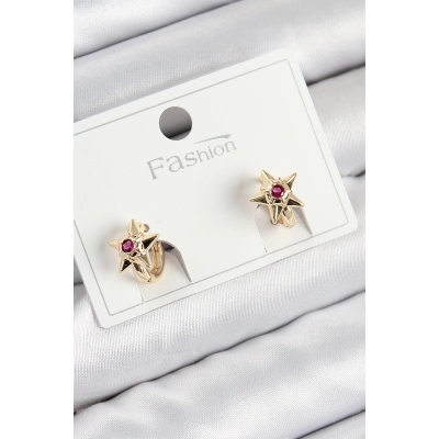 Pirinç Zirkon Taşlı Yıldız Model Gold Renk Çocuk Küpe