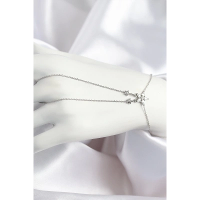 Pirinç Zirkon Taşlı Yıldız Model Gümüş Renk Şahmeran