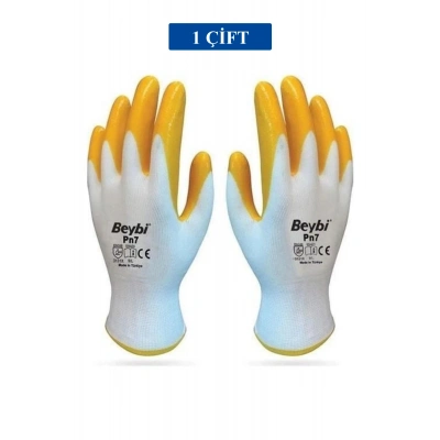 Pn7 Sarı Iş Eldiveni Polyester Örme Nitril Beybi No:10 Royaleks Group - 1 Çift
