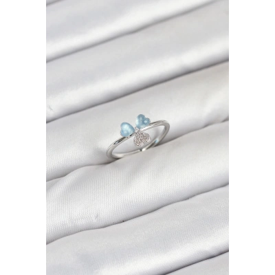 Pirinç Gümüş Renk Yonca Model Kadın Yüzük