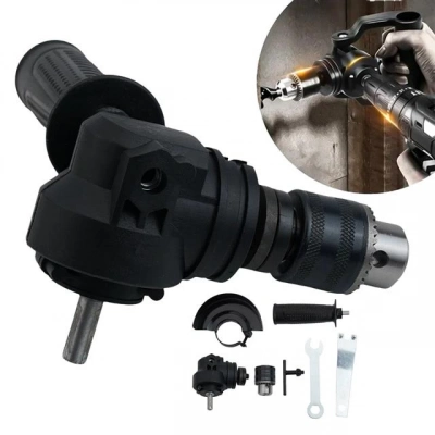 Powermaster Pm-26256 Mandrenli 90 Derece Açılı Universal Matkap Başlık Seti Adaptörü