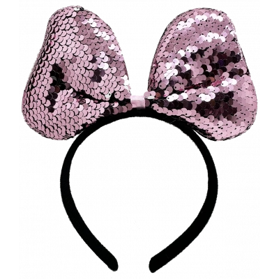 Renk Değiştiren Pullu Payetli Fiyonk Parti Tacı Pembe Gümüş Renk 20x16 Cm