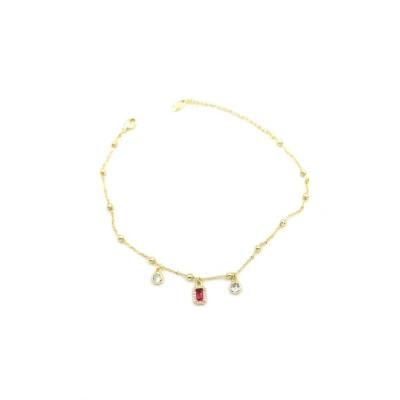 Renkli Taşlı Halhal - Kırmızı