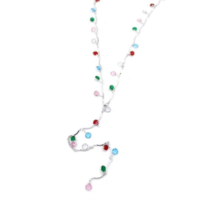 Renkli Taşlı Y Kolye - Gümüş