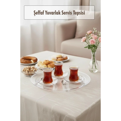 Şeffaf Yuvarlak Servis Tepsisi 33 cm