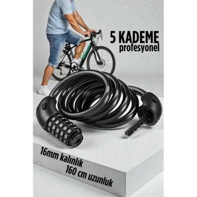 Şifreli Bisiklet Kilidi 16 mm Kalınlık 160 cm Scooter Motosiklet Kilidi - Çelik Kablo