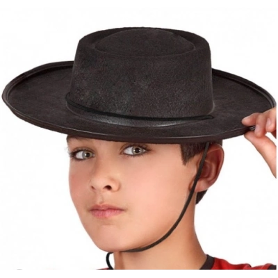 Siyah Renk Keçe Flamenko Şapkası Çocuk Boy