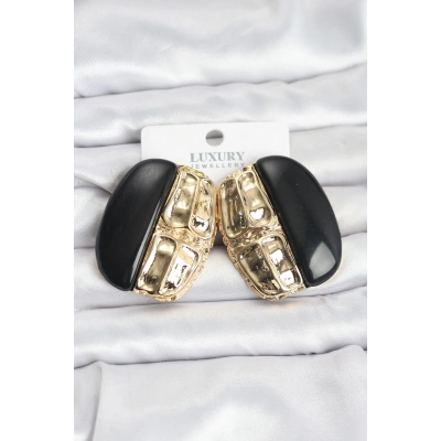 Siyah Renk Pirinç Vintage Kadın Küpe