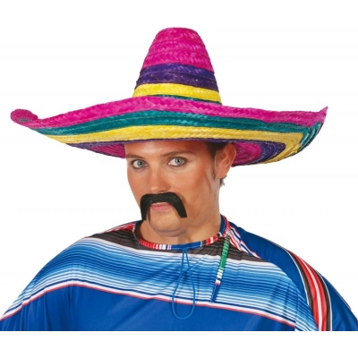 Sombrero Meksika Şapkası Renkli Örme Hasır Yetişkin Boy