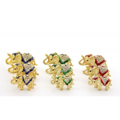 Swarovski Taşlı 3lü Fil Figürü Model 1