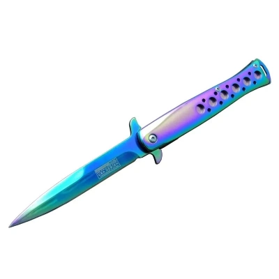 Tac-force Tac Force Ti-lite 1111 Gk Gökkuşağı Kamp / Av Çakısı 23cm- Yarı Otomatik, Kemerlikli, Metal Desenli Sap