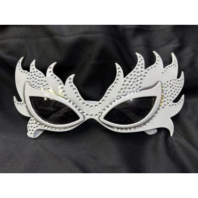 Taşlı Beyaz Alev Parti Gözlüğü